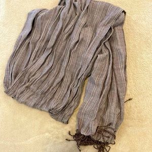 Scarf Brown Weave Design with Fringe 100% Viscose MADE IN INDIA